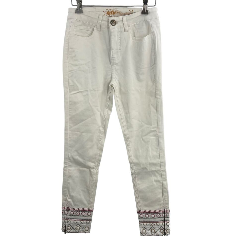 Desigual White Denim Boho Embroidered Exotic Jeans EU 34 / US 0 New